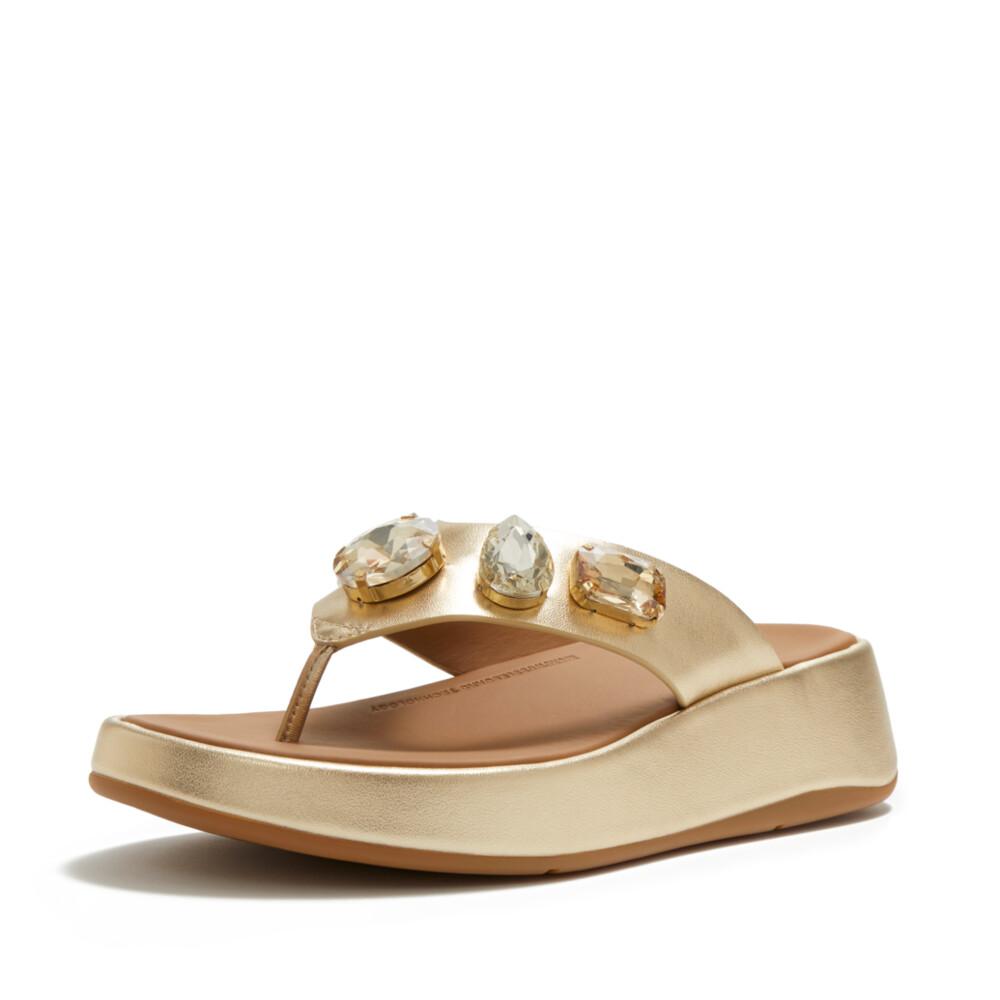 F-MODE ULTRA-JEWEL LEATHER TOE-POST SANDALS
