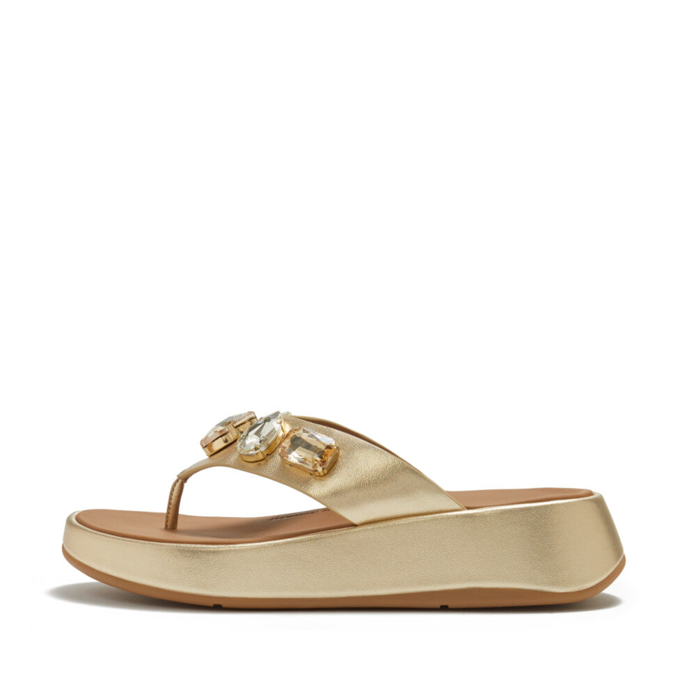 F-MODE ULTRA-JEWEL LEATHER TOE-POST SANDALS