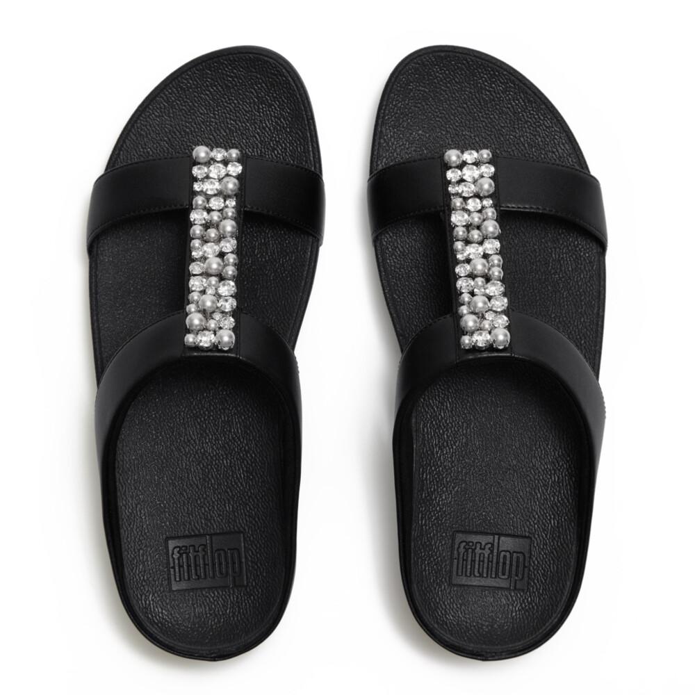 FINO PEARLS-AND-CRYSTAL H-BAR SLIDES