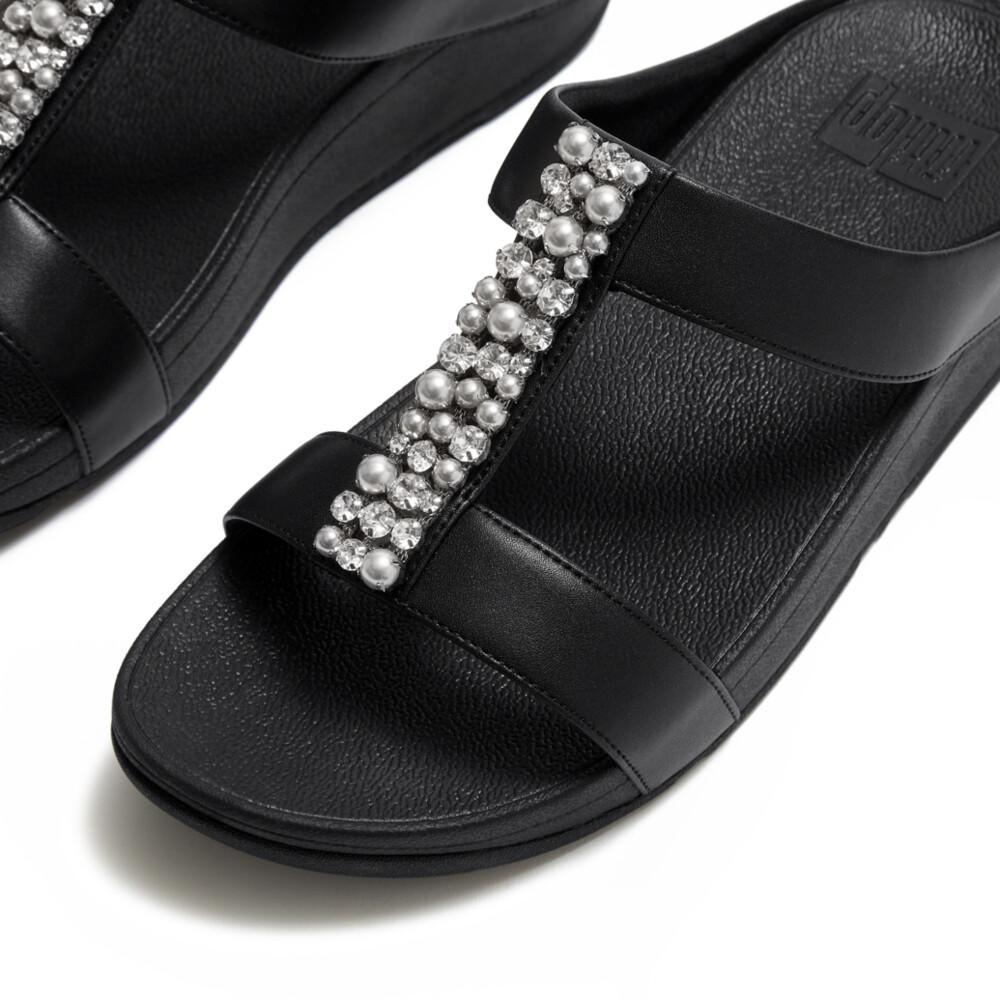 FINO PEARLS-AND-CRYSTAL H-BAR SLIDES
