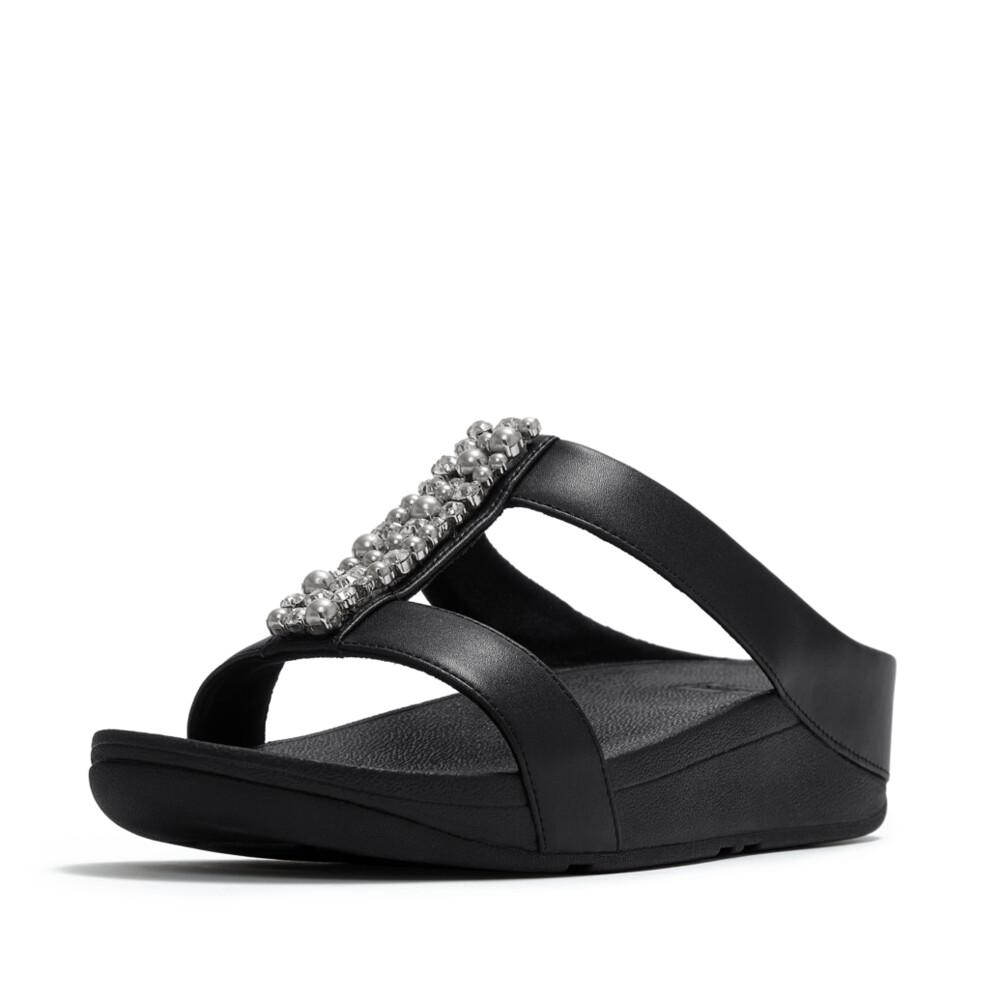 FINO PEARLS-AND-CRYSTAL H-BAR SLIDES