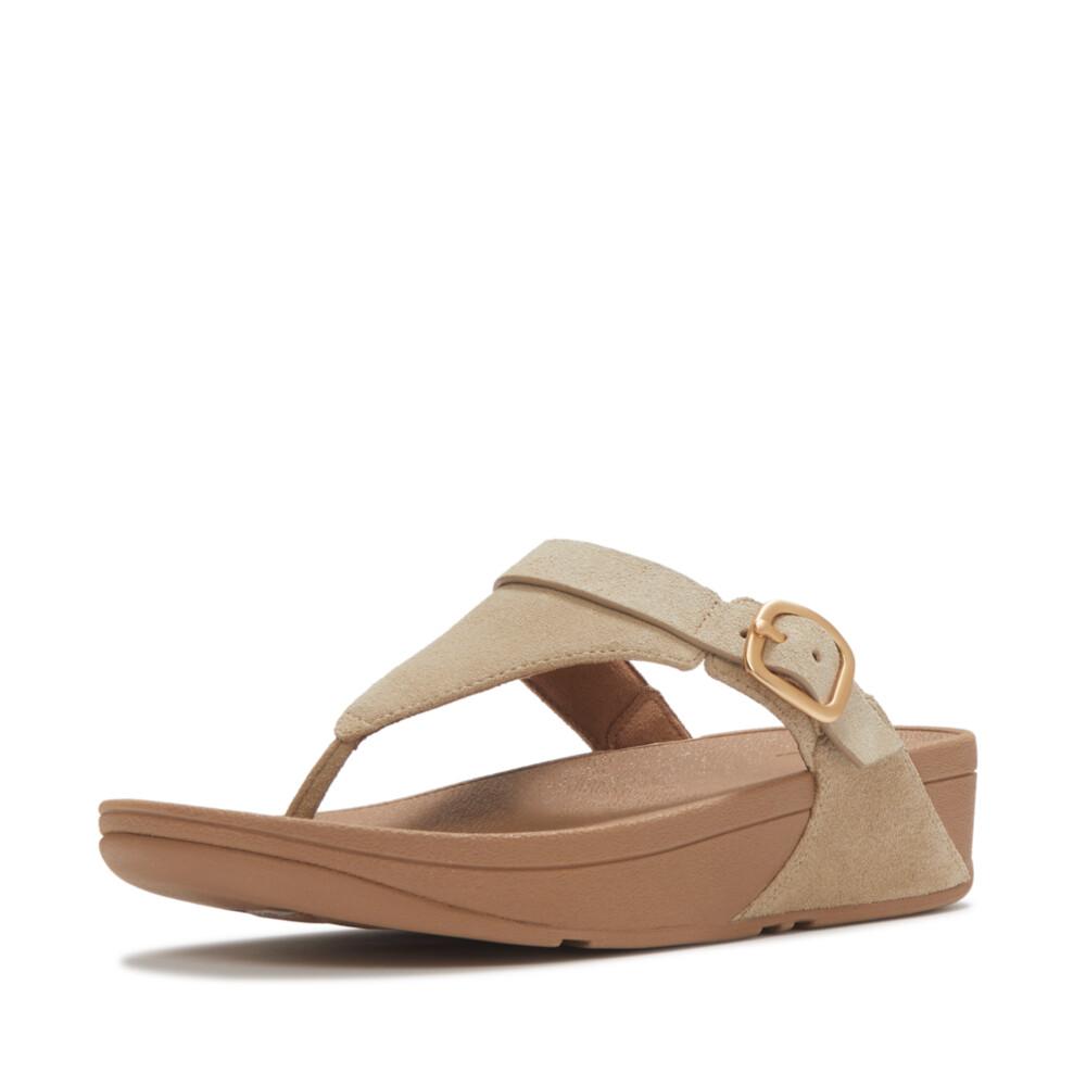 LULU BUCKLE SUEDE TOE-POST SANDALS