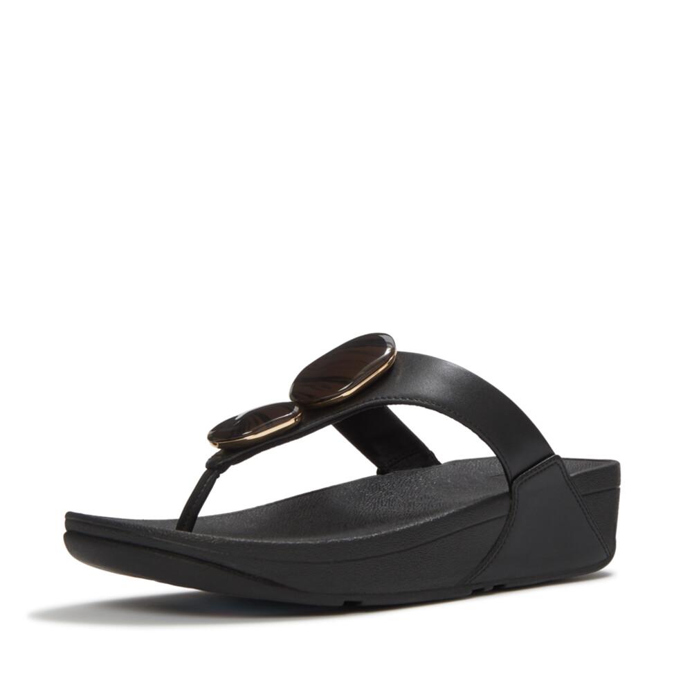 LULU MARBLED-STONE TOE-POST SANDALS