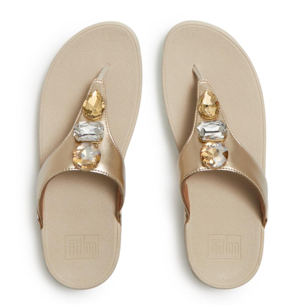 LULU ULTRA-JEWEL METALLIC TOE-POST SANDALS