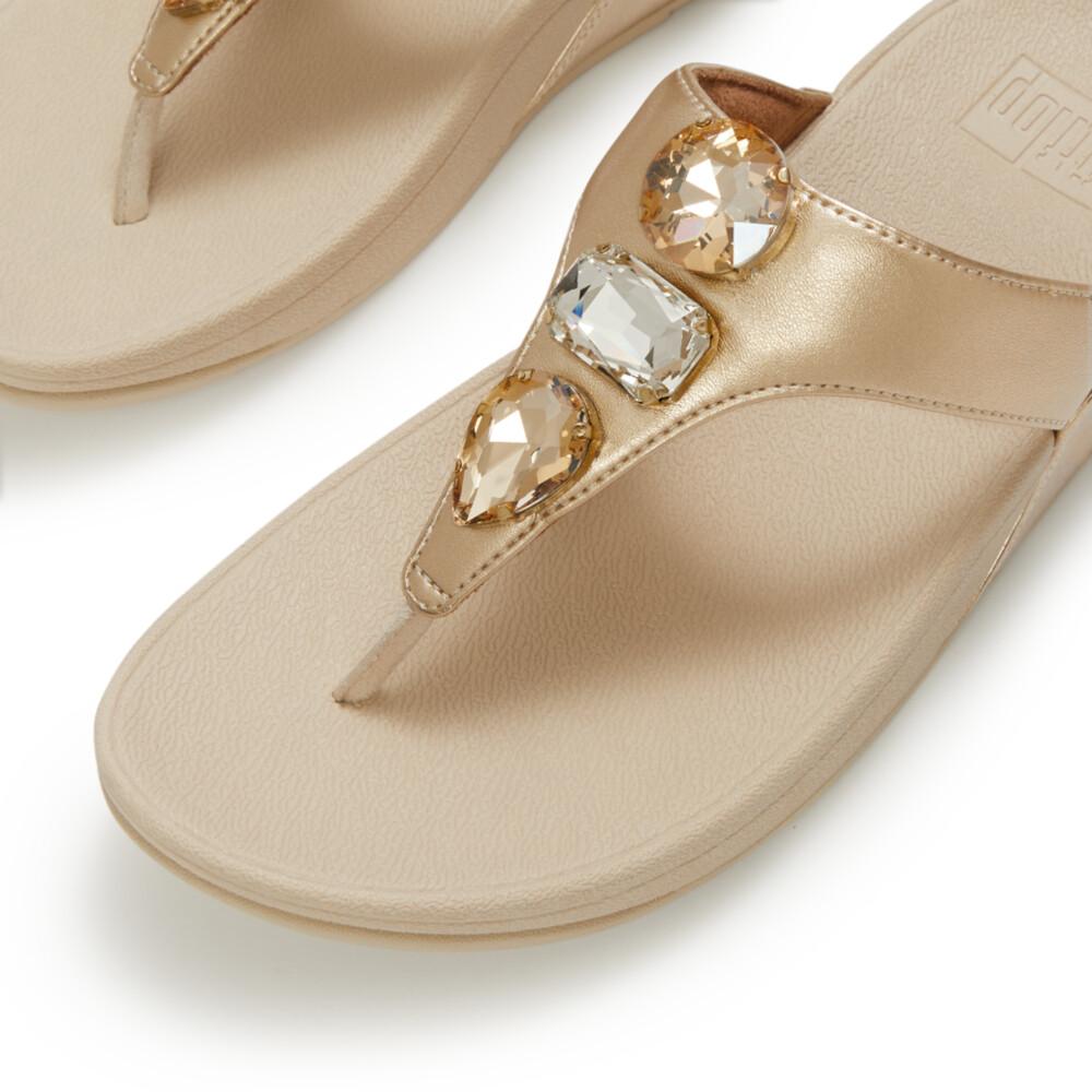 LULU ULTRA-JEWEL METALLIC TOE-POST SANDALS