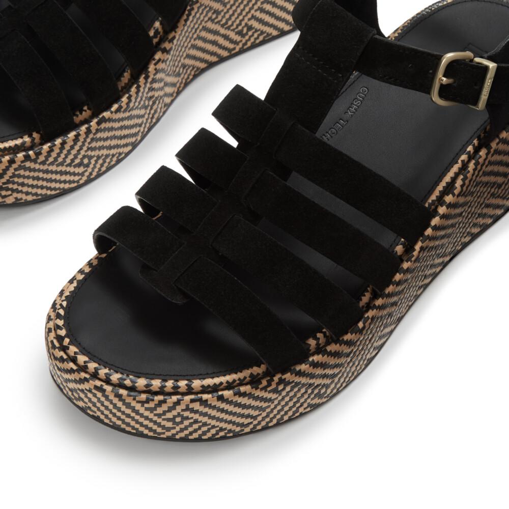 PLATFFORMS GRAPHIC-WEAVE SUEDE FISHERMAN SANDALS