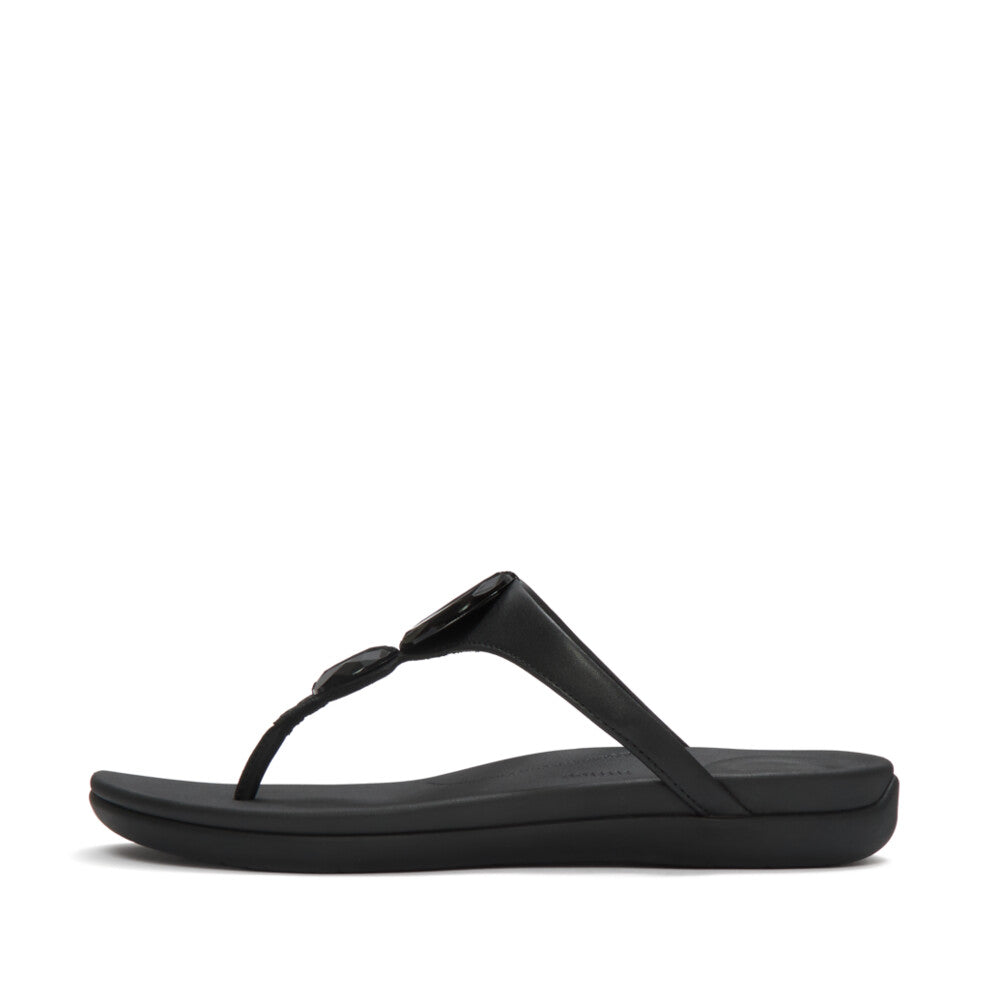SOLAY GLOSSY-DISC TOE-POST SANDALS