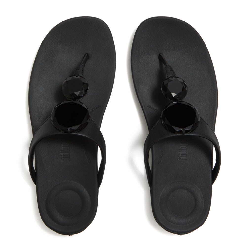 SOLAY GLOSSY-DISC TOE-POST SANDALS