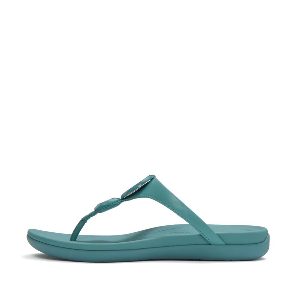 SOLAY GLOSSY-DISC TOE-POST SANDALS