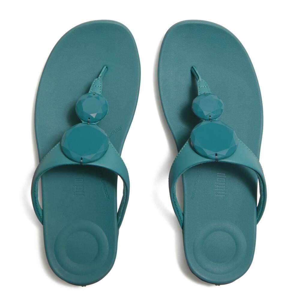 SOLAY GLOSSY-DISC TOE-POST SANDALS
