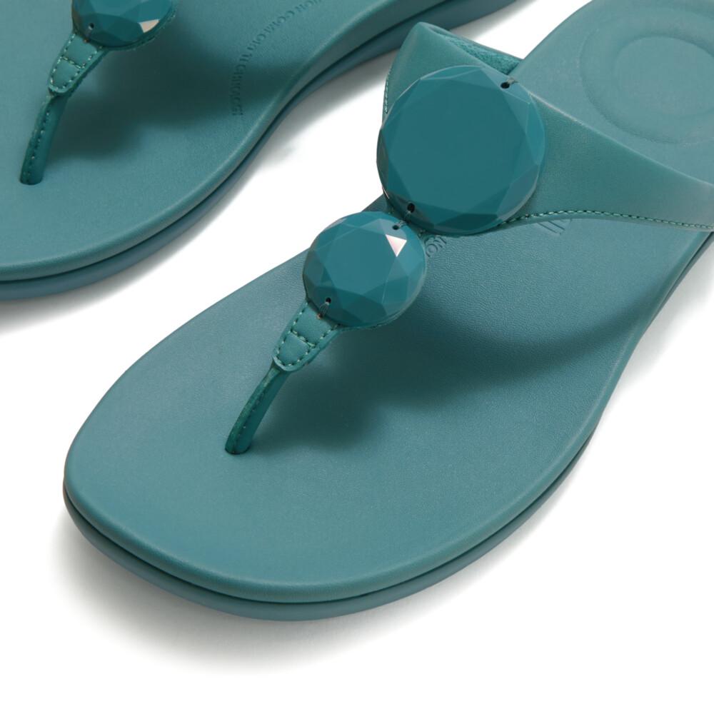 SOLAY GLOSSY-DISC TOE-POST SANDALS