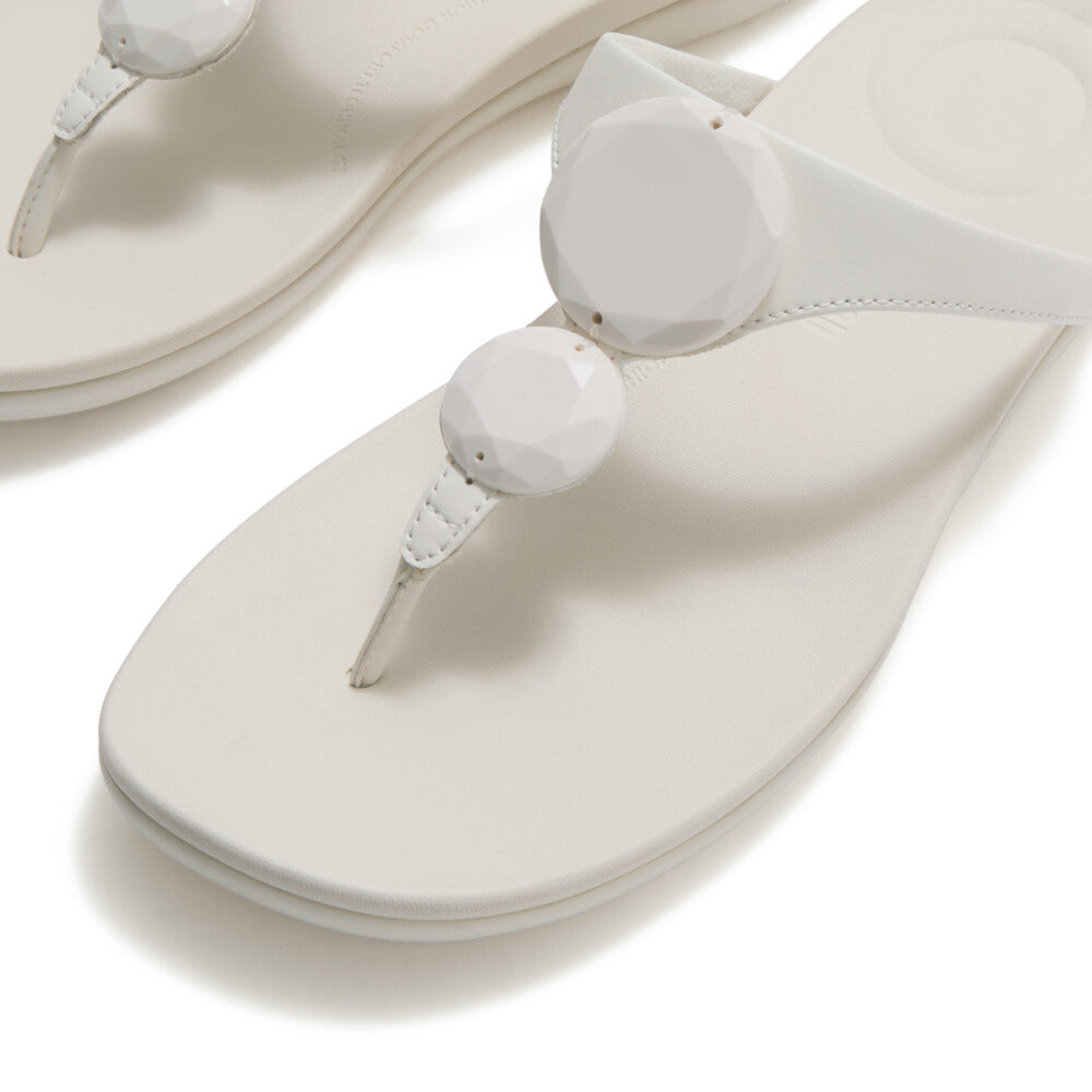 SOLAY GLOSSY-DISC TOE-POST SANDALS