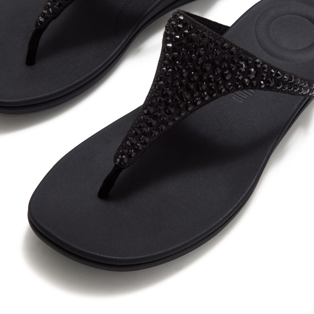 SOLAY MIXED-CRYSTAL TOE-POST SANDALS