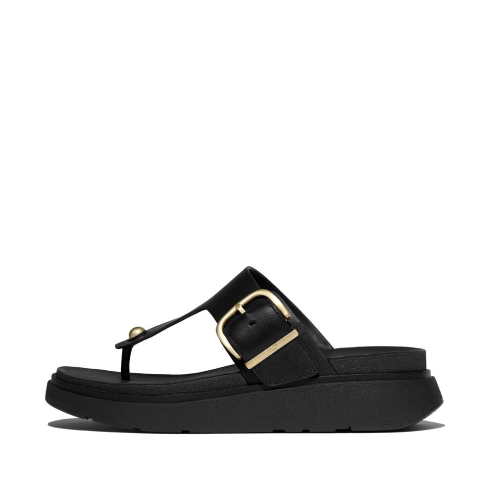 GEN-FF BUCKLE LEATHER TOE-POST SANDALS