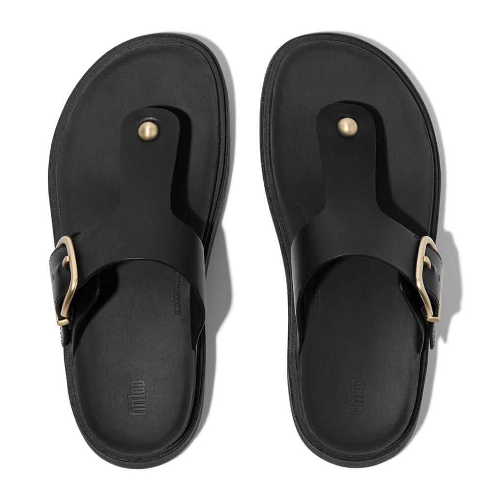 GEN-FF BUCKLE LEATHER TOE-POST SANDALS