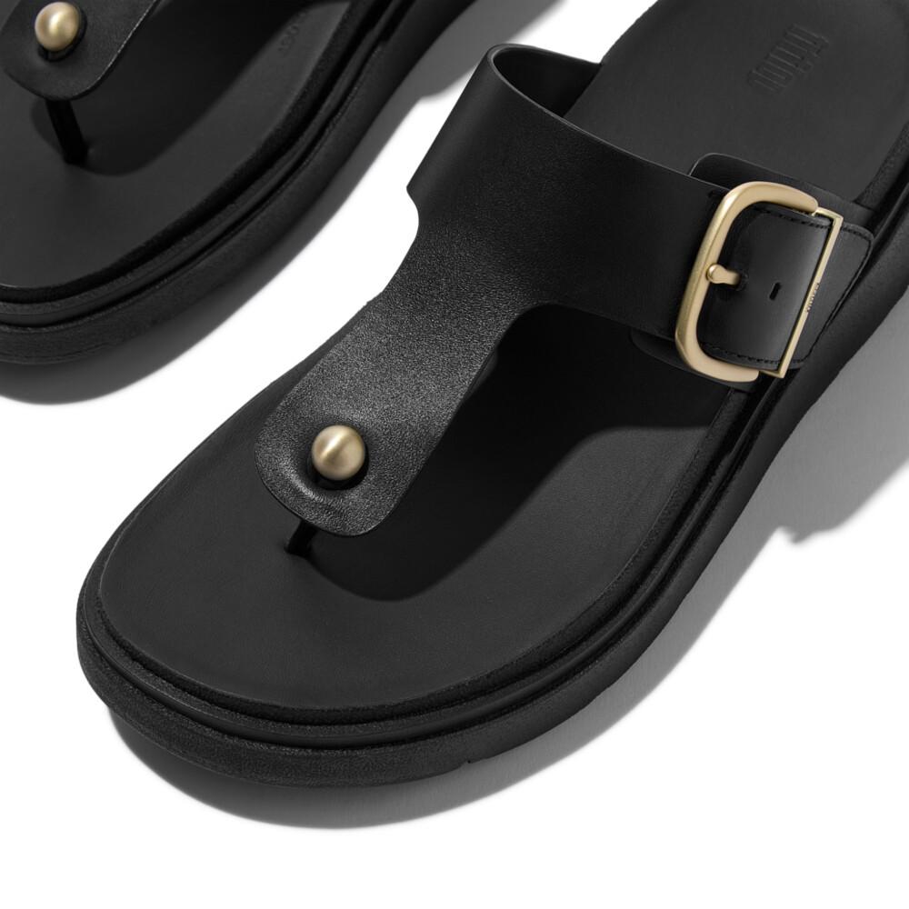 GEN-FF BUCKLE LEATHER TOE-POST SANDALS