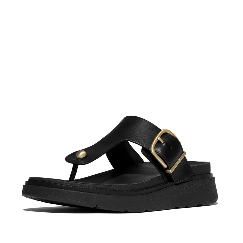 GEN-FF BUCKLE LEATHER TOE-POST SANDALS