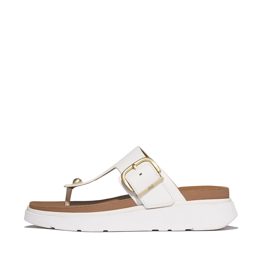 GEN-FF BUCKLE LEATHER TOE-POST SANDALS