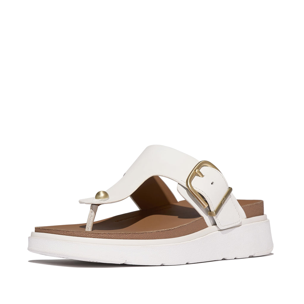 GEN-FF BUCKLE LEATHER TOE-POST SANDALS