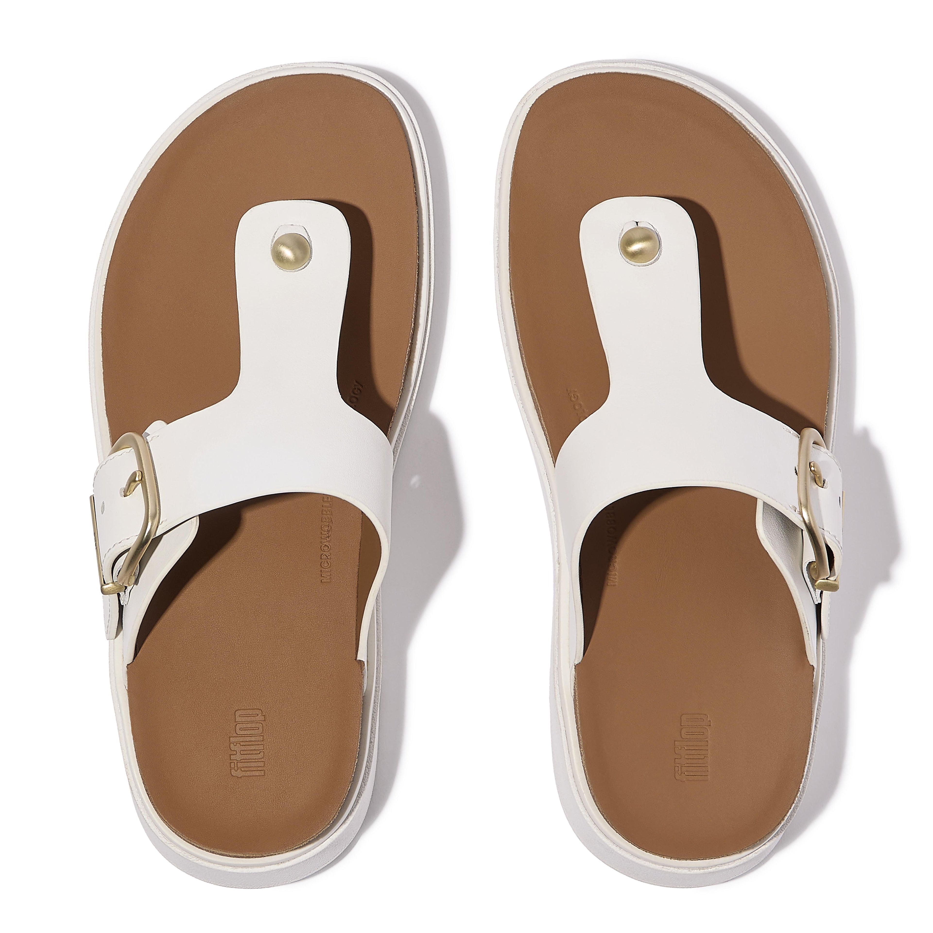 GEN-FF BUCKLE LEATHER TOE-POST SANDALS