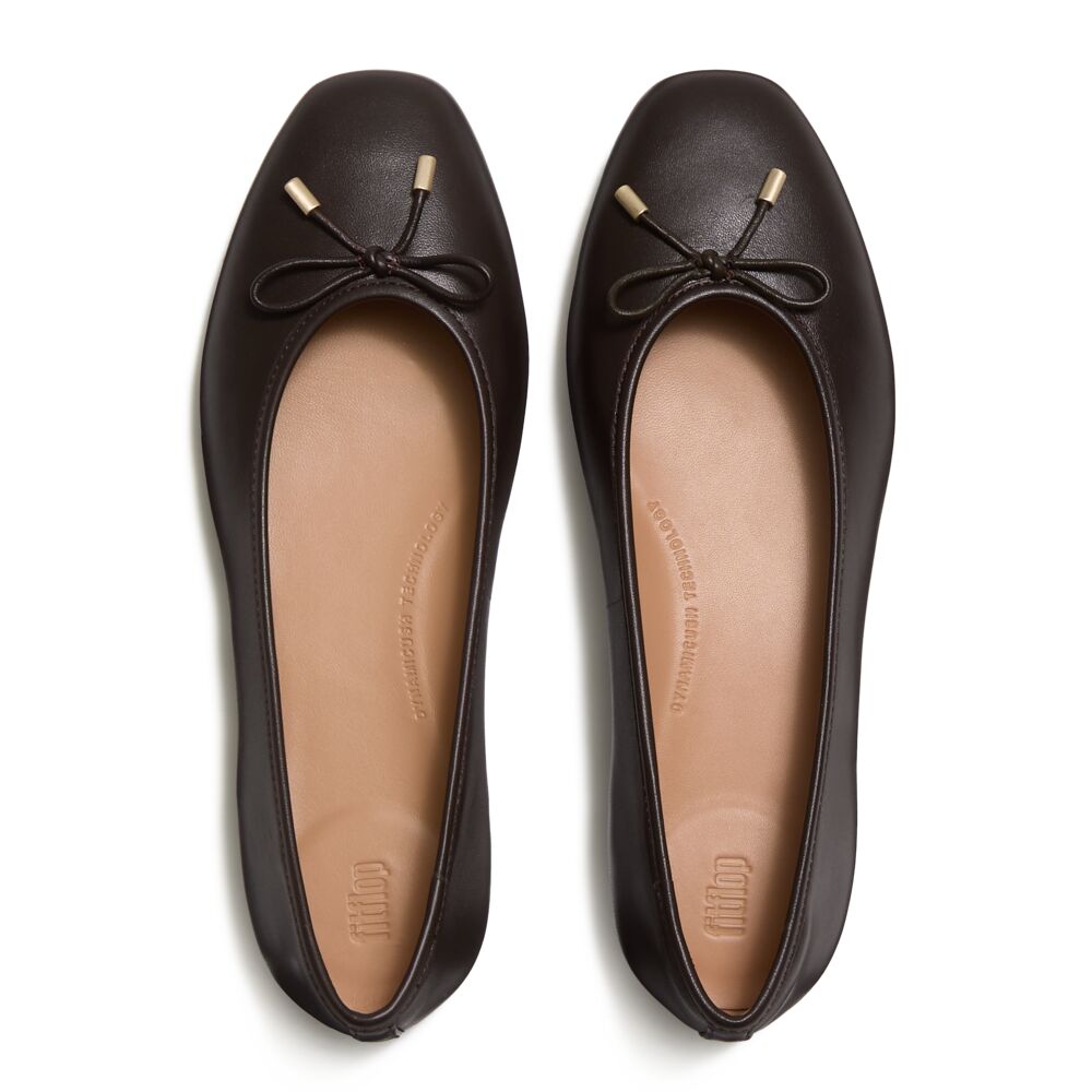 DELICATO BOW SOFT LEATHER BALLET FLATS