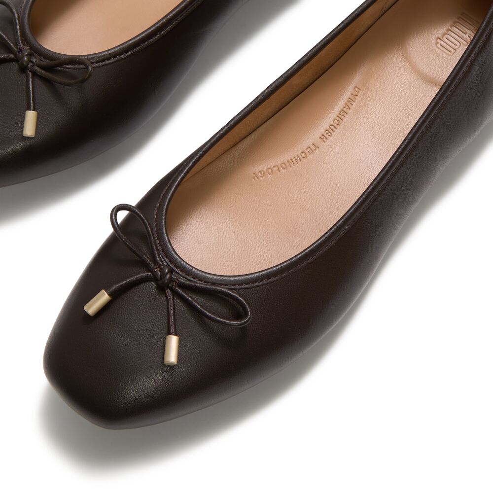 DELICATO BOW SOFT LEATHER BALLET FLATS