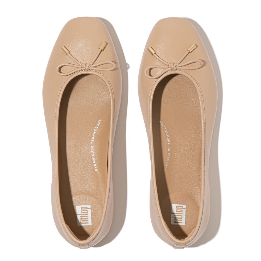 DELICATO BOW SOFT LEATHER BALLET FLATS