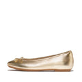 DELICATO BOW SOFT METALLIC-LEATHER BALLET FLATS