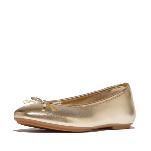 DELICATO BOW SOFT METALLIC-LEATHER BALLET FLATS