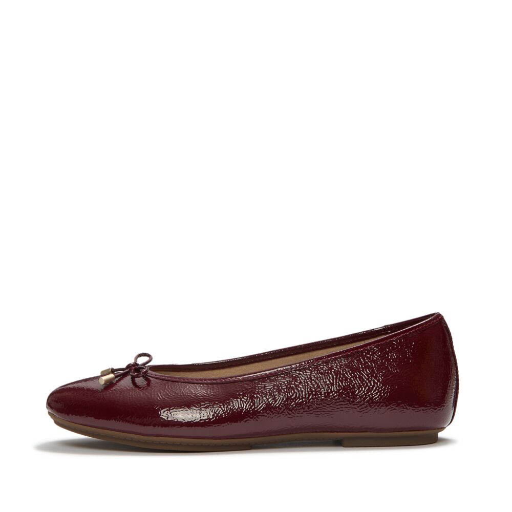 DELICATO BOW TEXTURED PATENT-LEATHER BALLET FLATS