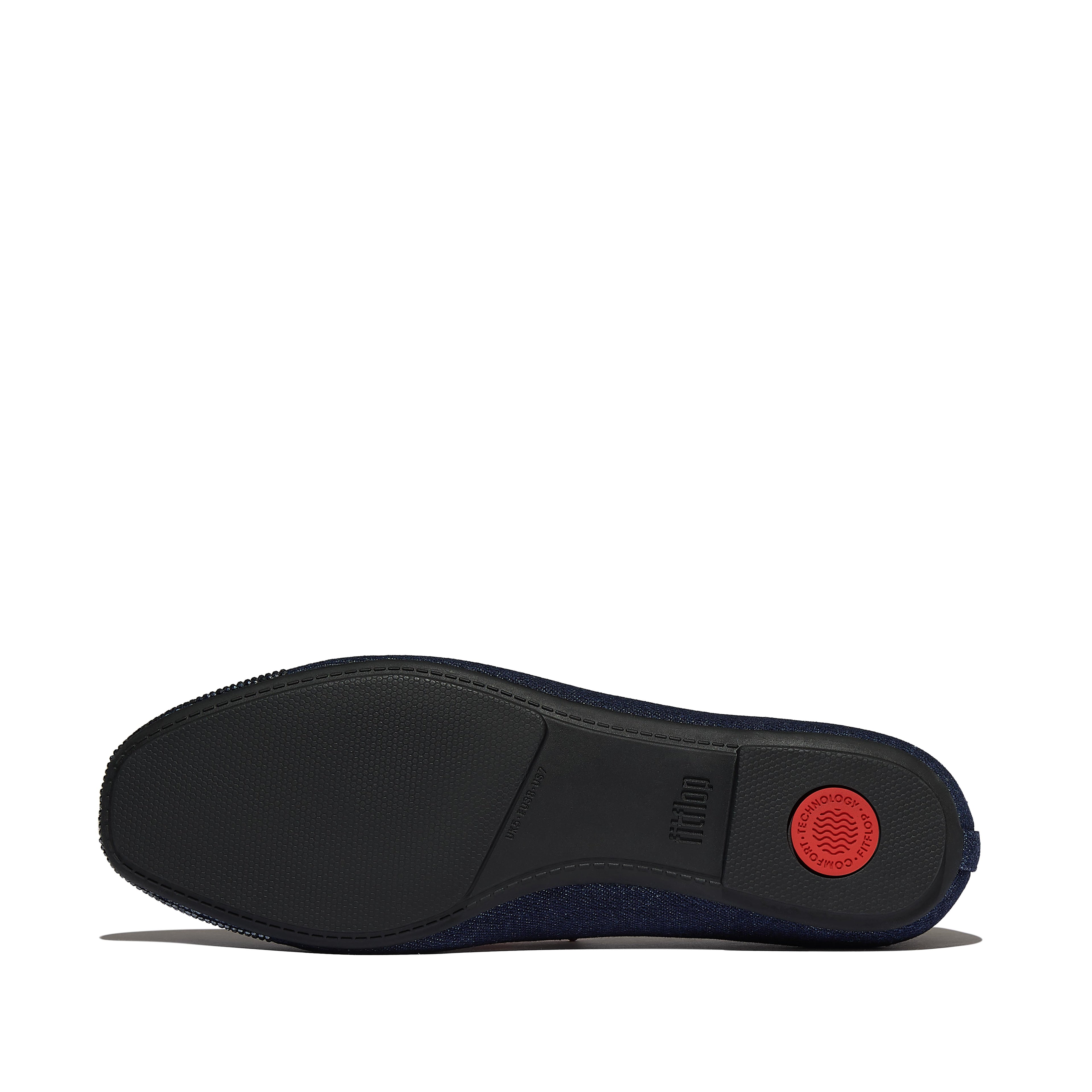 DELICATO CRYSTAL CAP-TOE DENIM BALLET FLATS