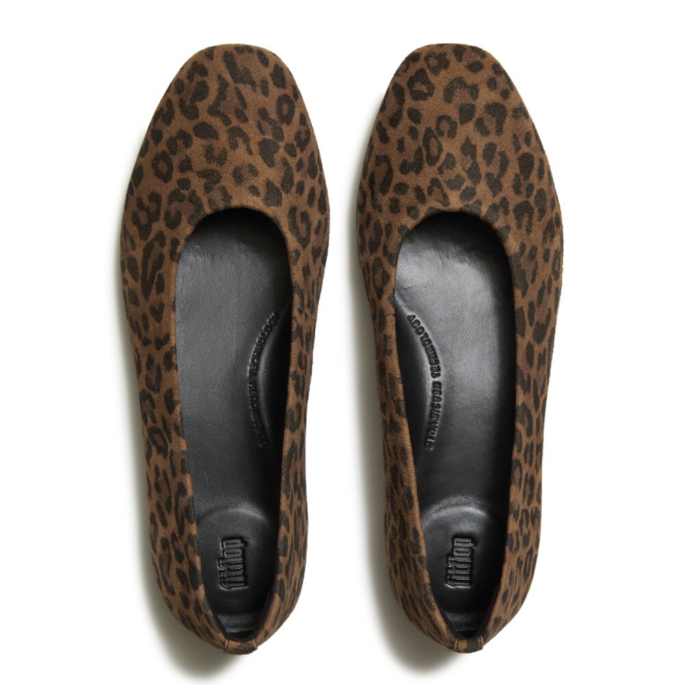 DELICATO SUEDE LEOPARD BALLERINAS