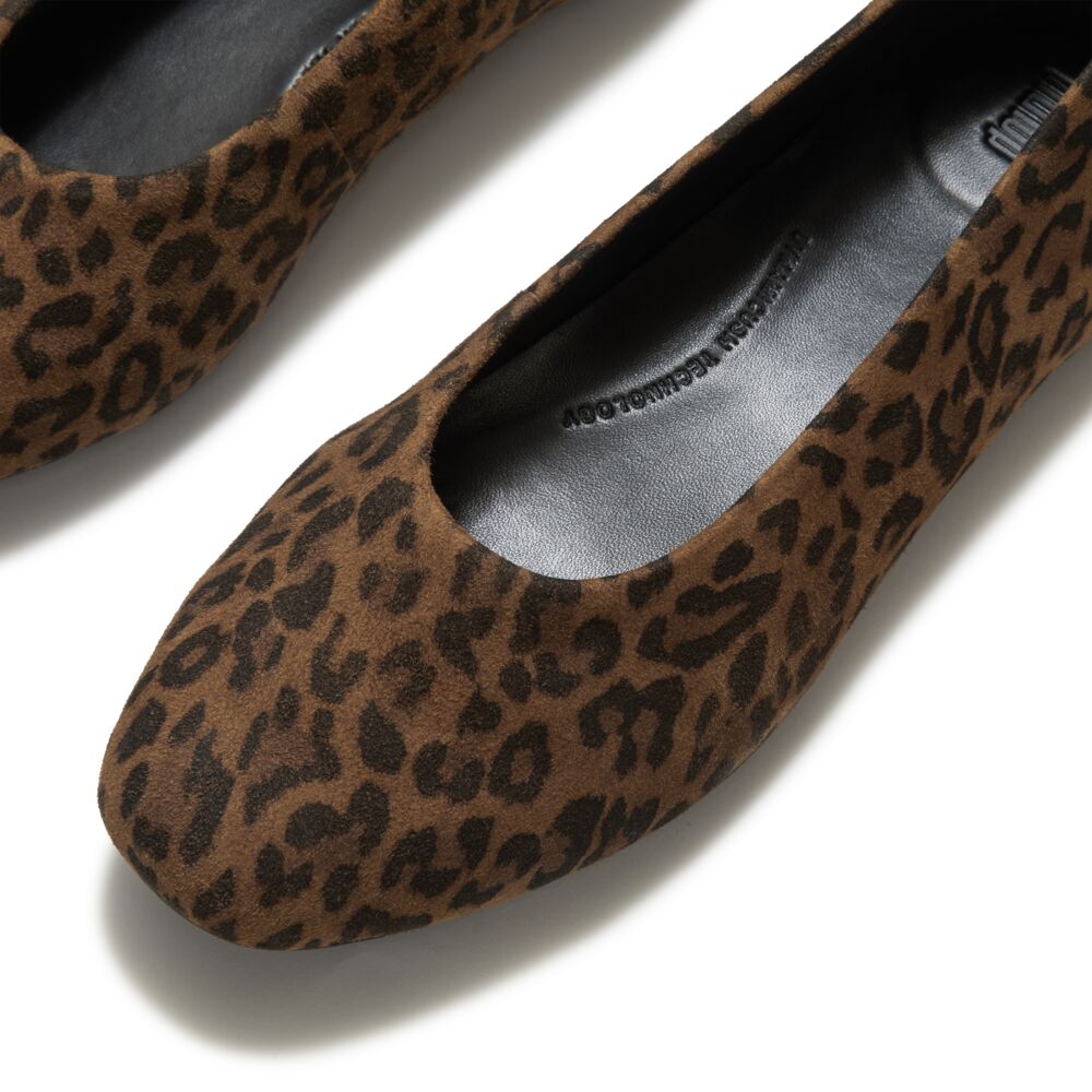 DELICATO SUEDE LEOPARD BALLERINAS