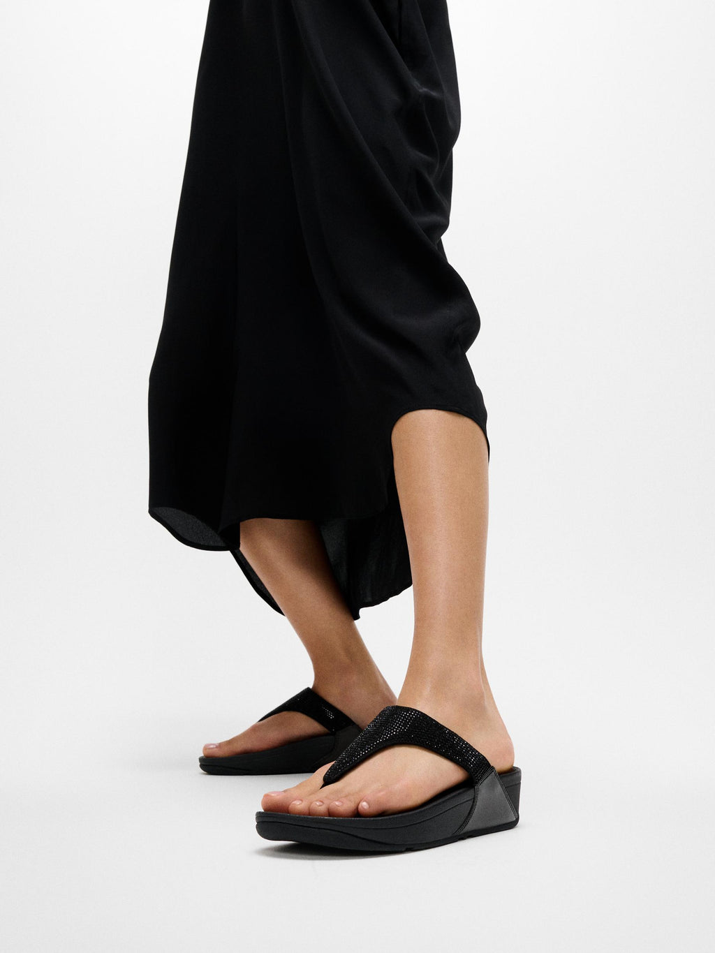 LULU CRYSTAL EMBELLISHED TOE-POST SANDALS
