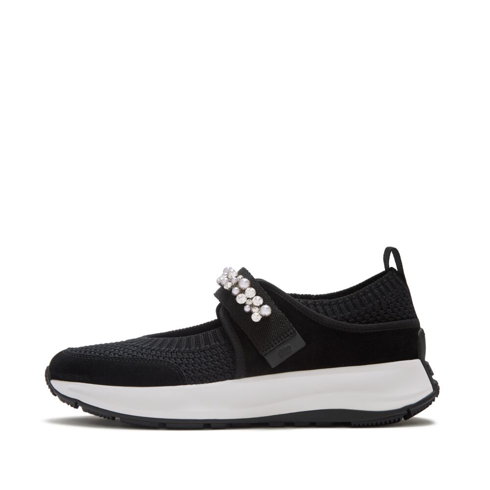 F-MODE FLOW PEARL & CRYSTAL MARY-JANE TRAINERS