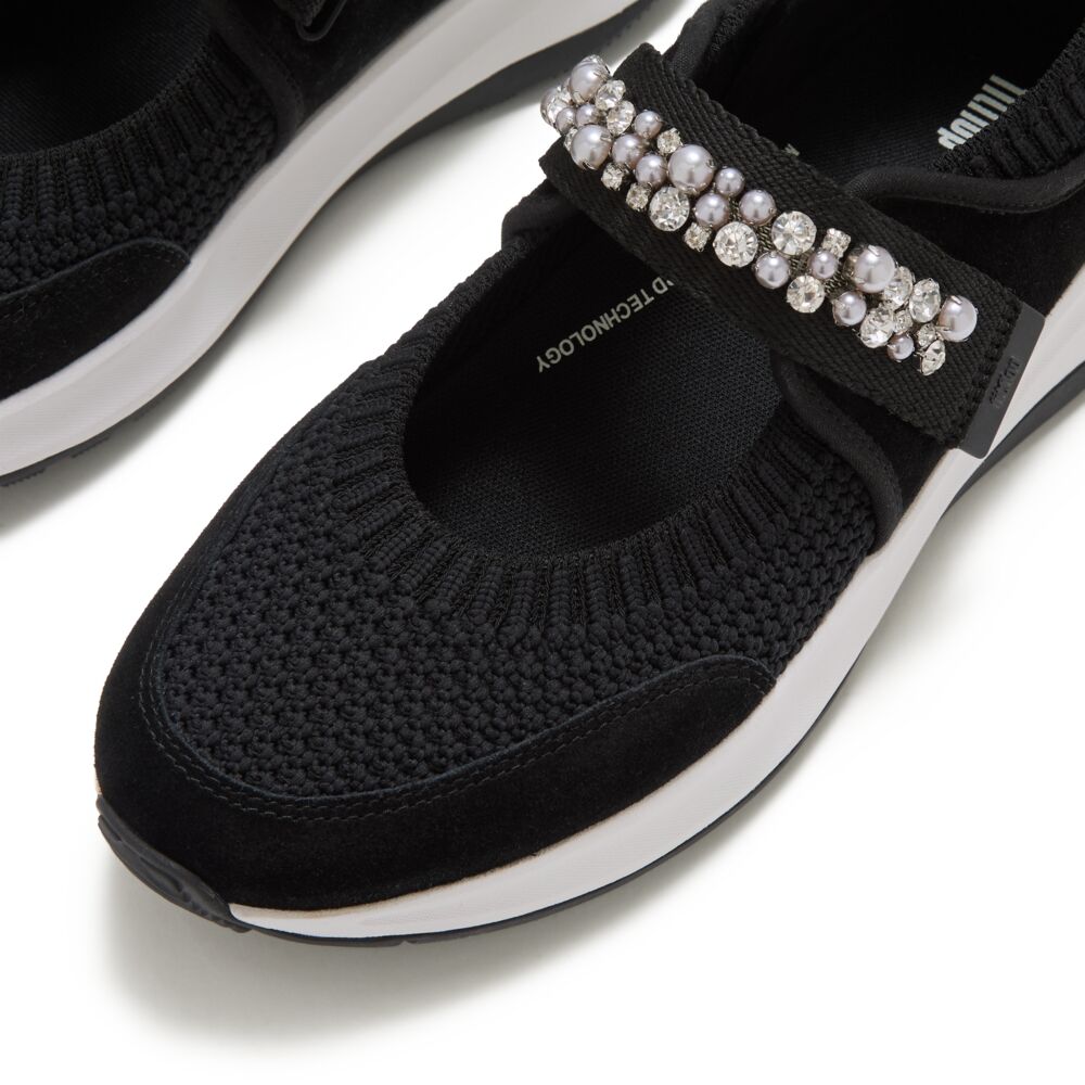 F-MODE FLOW PEARL & CRYSTAL MARY-JANE TRAINERS