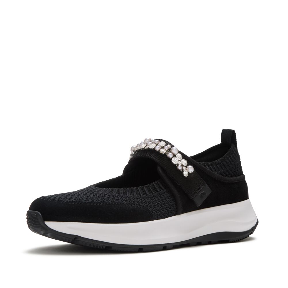 F-MODE FLOW PEARL & CRYSTAL MARY-JANE TRAINERS