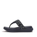 F-MODE GO ADJ. CHECKERBOARD-DENIM TOE-POST SANDALS