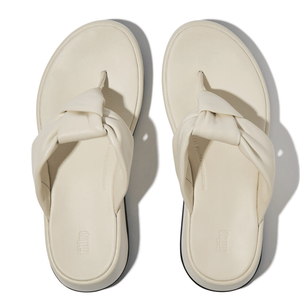 F-MODE KNOT SOFT-LEATHER FLATFORM TOE-POST SANDALS