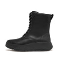 F-MODE LEATHER LACE-UP FLATFORM ANKLE BOOTS