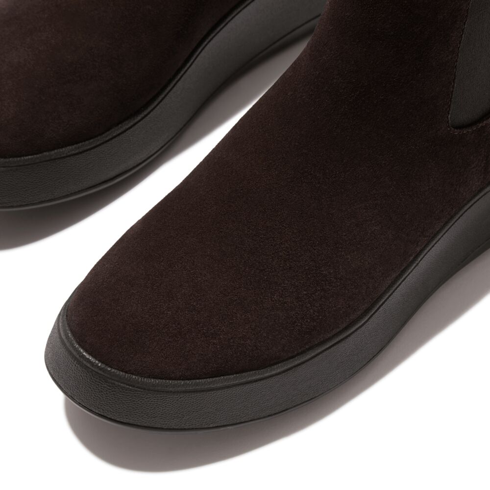 F-MODE SUEDE FLATFORM CHELSEA BOOTS