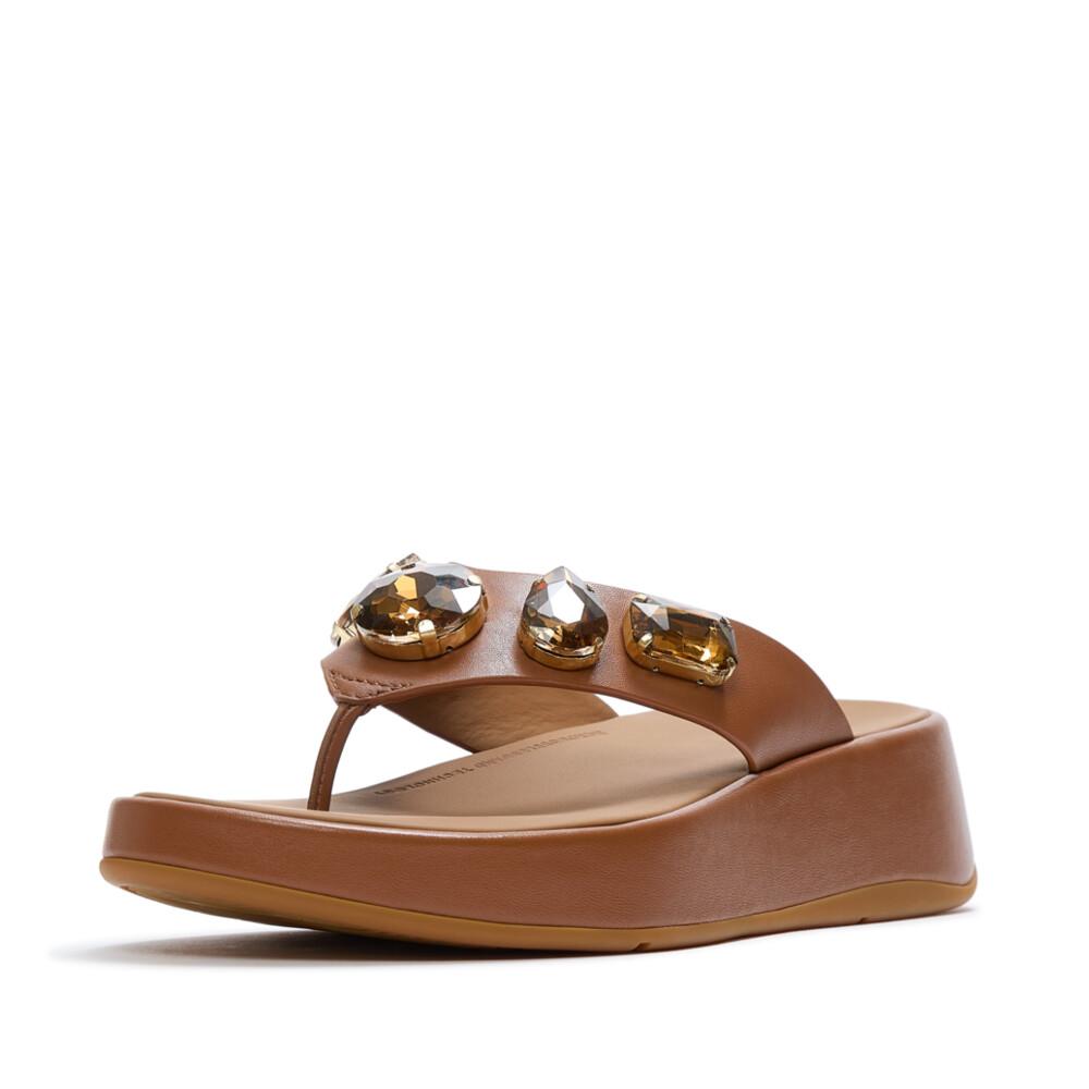 F-MODE ULTRA-JEWEL LEATHER TOE-POST SANDALS