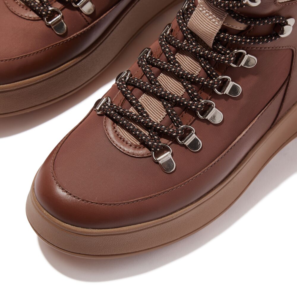 F-MODE WITH RESISTANT HIKER-LACE FLATFORM ANKLE BOOTS