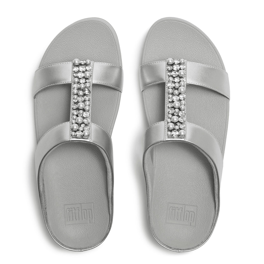 FINO PEARLS-AND-CRYSTAL H-BAR SLIDES