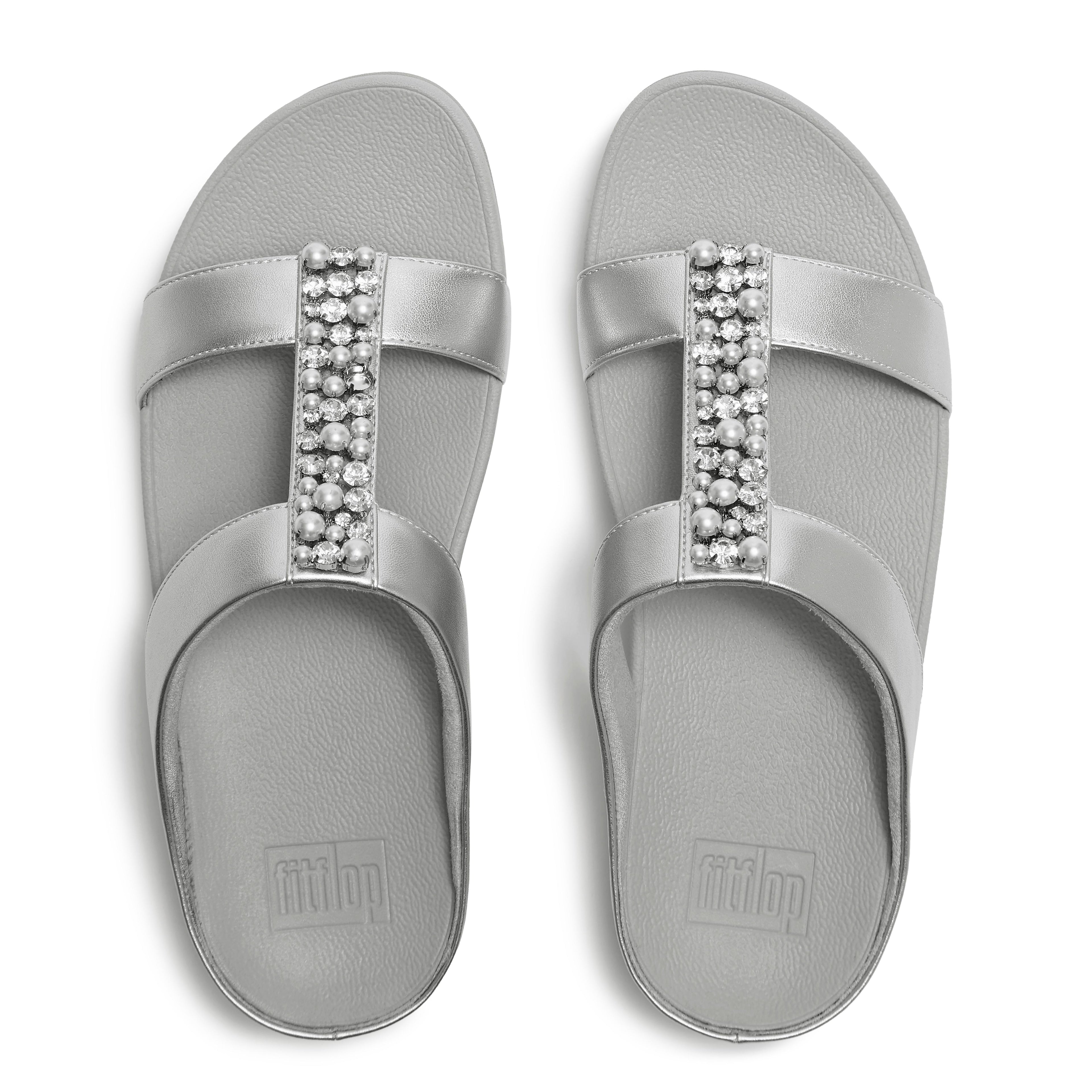 FINO PEARLS-AND-CRYSTAL H-BAR SLIDES