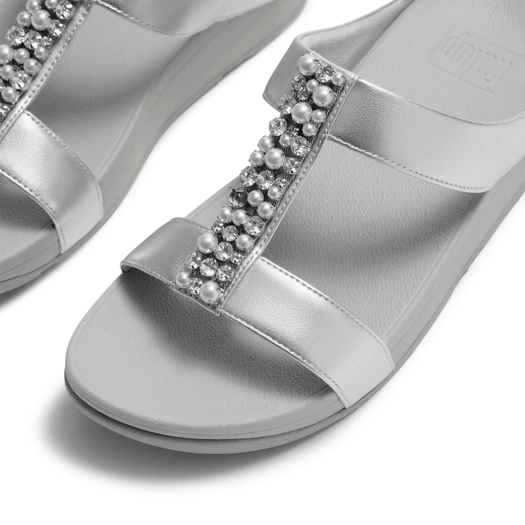 FINO PEARLS-AND-CRYSTAL H-BAR SLIDES