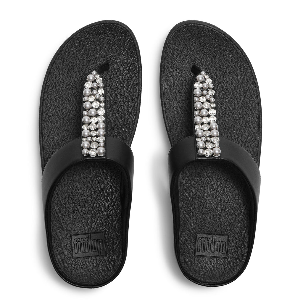 FINO PEARLS-AND-CRYSTAL TOE-POST SANDALS