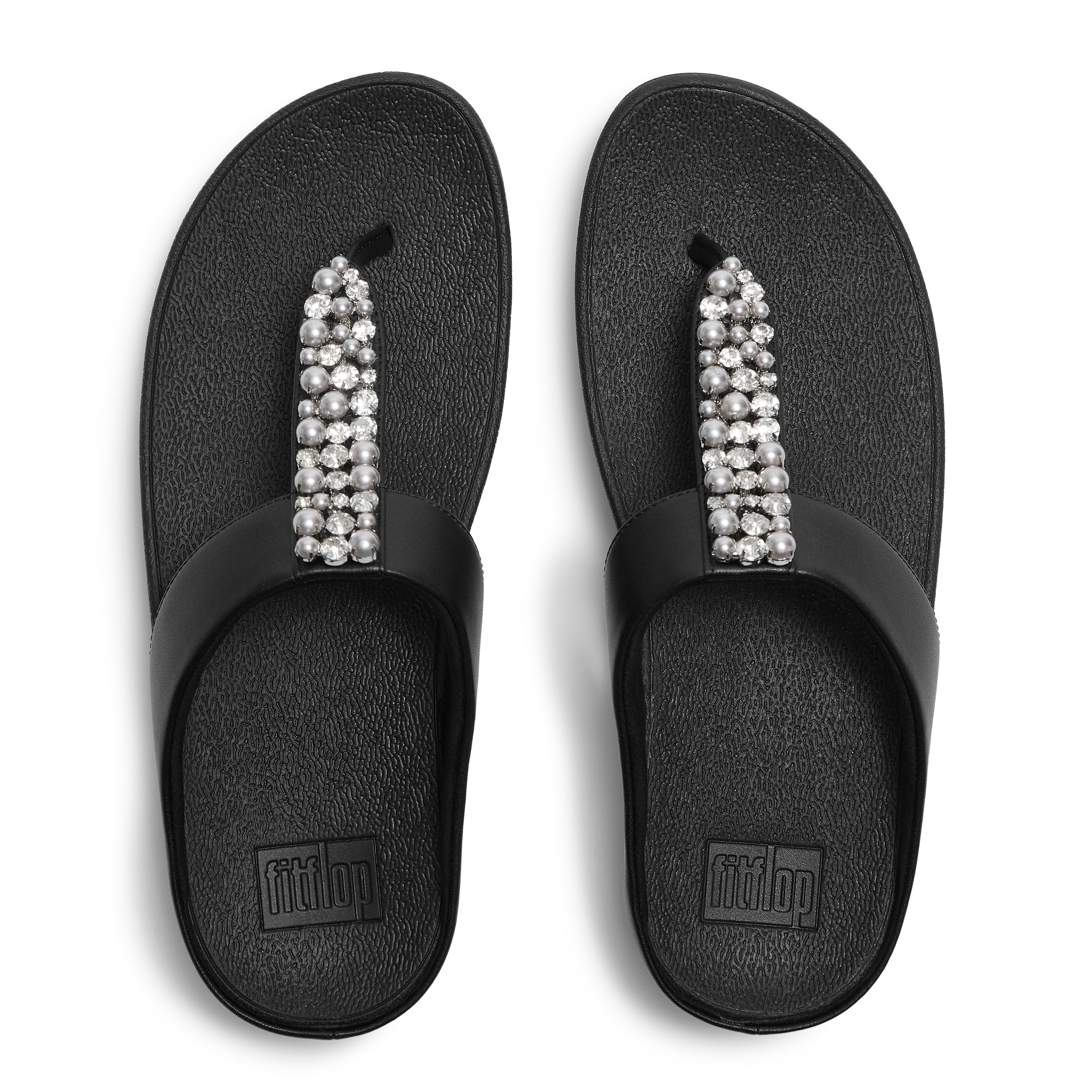 FINO PEARLS-AND-CRYSTAL TOE-POST SANDALS