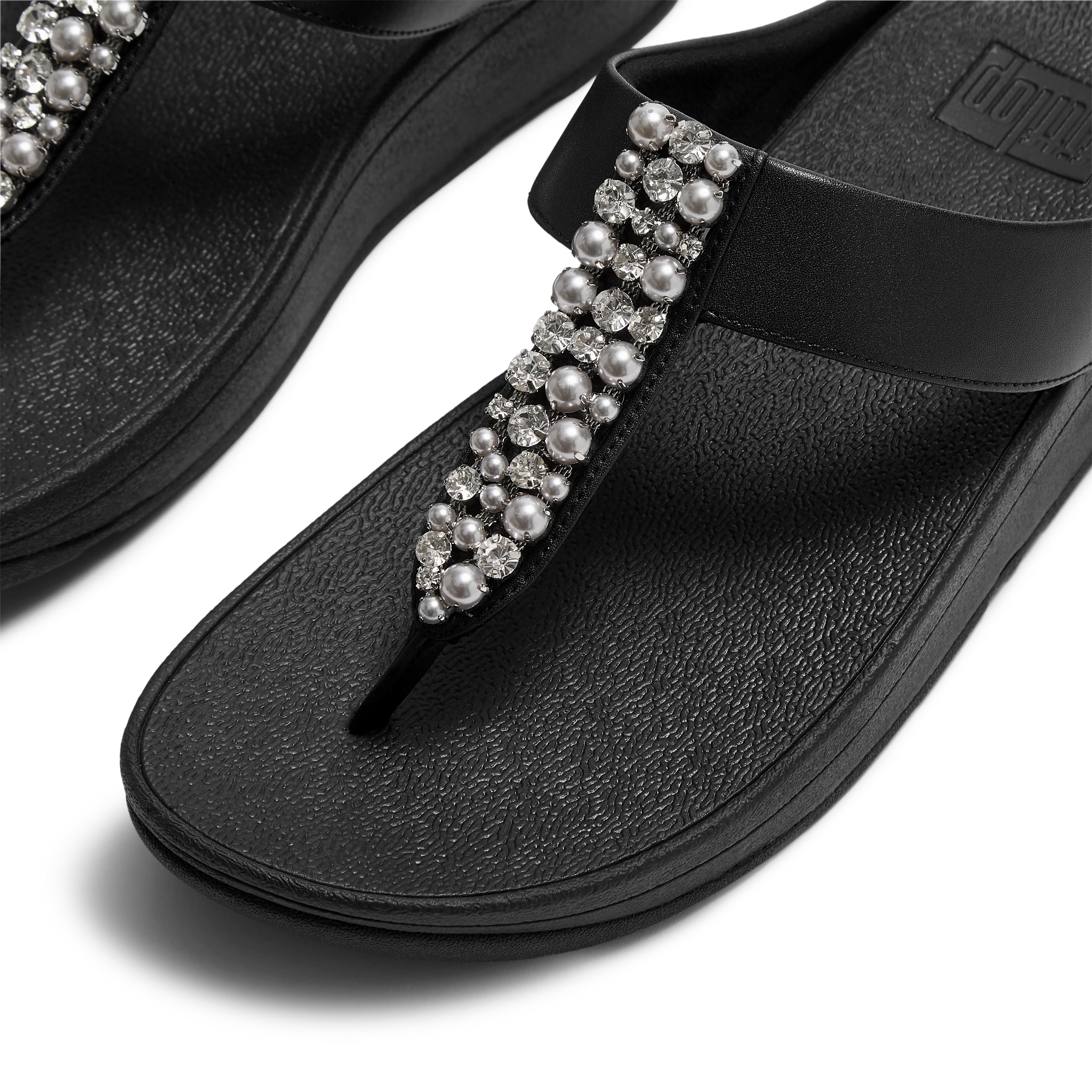 FINO PEARLS-AND-CRYSTAL TOE-POST SANDALS
