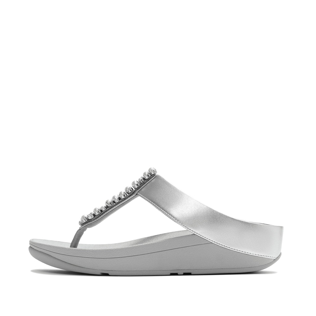 FINO PEARLS-AND-CRYSTAL TOE-POST SANDALS